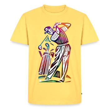 Abstraction colorée du golfeur - T-shirt Premium bio Homme - jaune pastel - Devant - AI Model Male 185 dark (185cm)