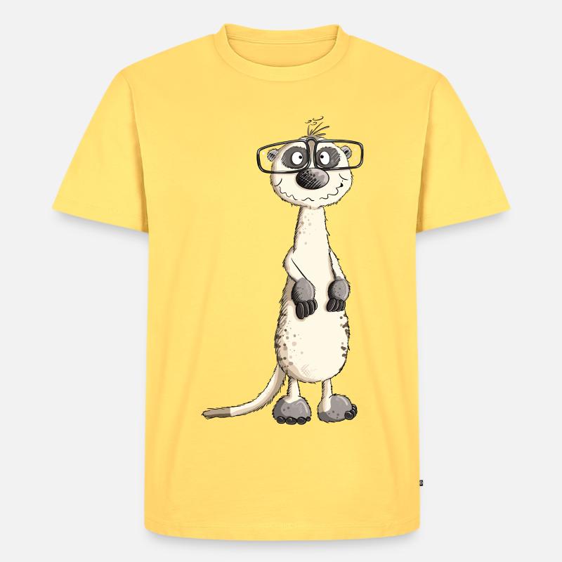 Lustiges Nerdmännchen Erdmännchen I Nerd - Männer Premium Bio T-Shirt - Pastellgelb