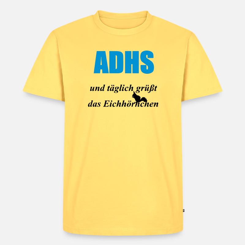 ADHS Eichhörnchen Geschenk - Männer Premium Bio T-Shirt - Pastellgelb