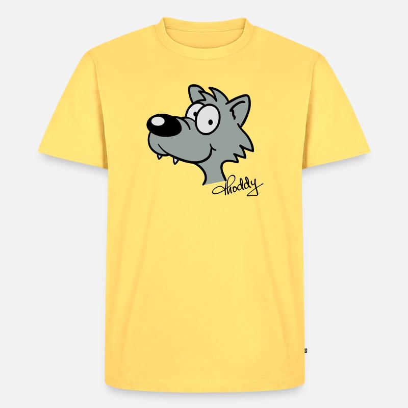 Wolf beflockbar - Männer Premium Bio T-Shirt - Pastellgelb