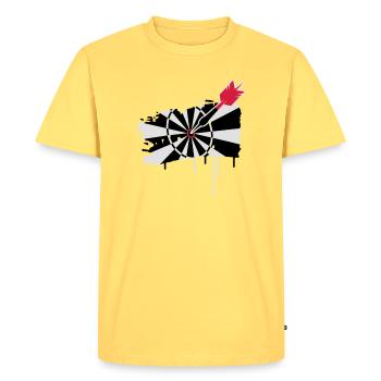 Jeu de fléchettes avec des fléchettes - T-shirt Premium bio Homme - jaune pastel - Devant - AI Model Male 185 dark (185cm)
