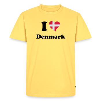 I love Denmark - Men's Premium Organic T-Shirt - sky yellow - Front - AI Model Male 185 dark (185cm)