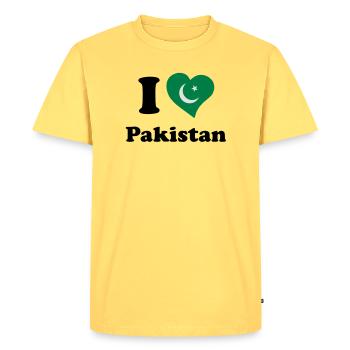 I love Pakistan - J'aime le Pakistan - T-shirt Premium bio Homme - jaune pastel - Devant - AI Model Male 185 dark (185cm)