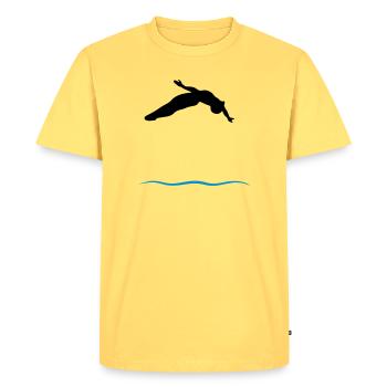 Les sauteurs de la tour - T-shirt Premium bio Homme - jaune pastel - Devant - AI Model Male 185 dark (185cm)