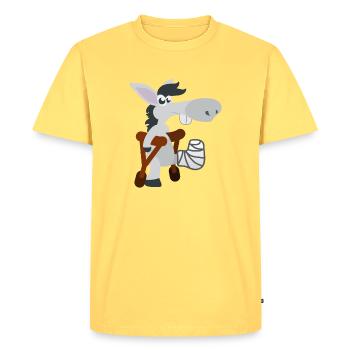 drôles animaux enfant motive malade âne sur des béquilles - T-shirt Premium bio Homme - jaune pastel - Devant - AI Model Male 185 dark (185cm)
