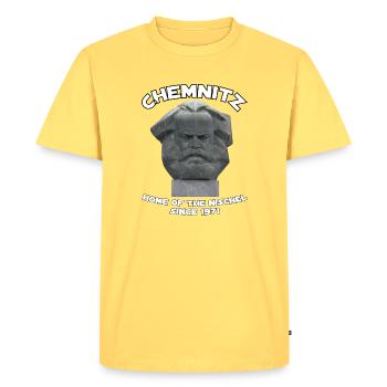 Chemnitz home of the Nichel - T-shirt Premium bio Homme - jaune pastel - Devant - AI Model Male 185 dark (185cm)