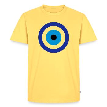 Blue Evil Eye - Men's Premium Organic T-Shirt - sky yellow - Front - AI Model Male 185 dark (185cm)