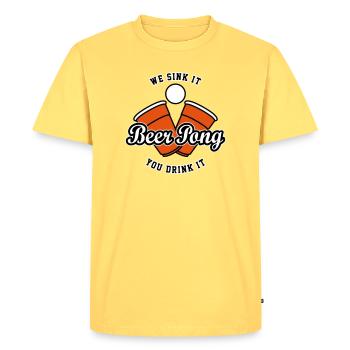 Beer Pong Logo IV - Men's Premium Organic T-Shirt - sky yellow - Front - AI Model Male 185 dark (185cm)