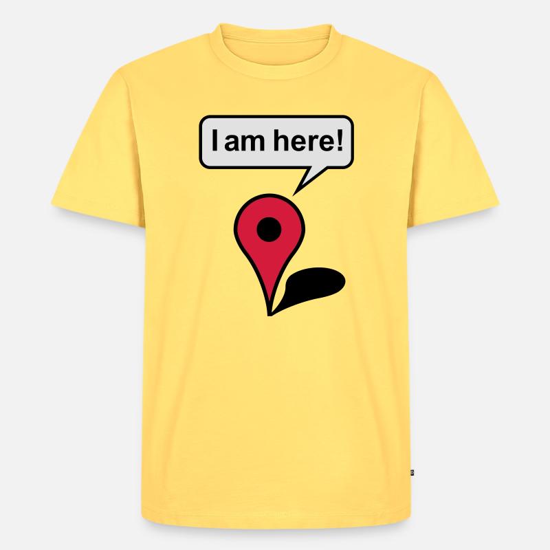 I am here! Google Maps - Männer Premium Bio T-Shirt - Pastellgelb