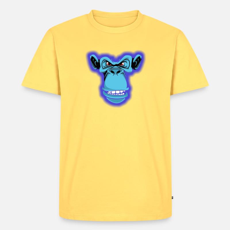 Blauer Affe - Männer Premium Bio T-Shirt - Pastellgelb