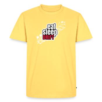 Manger la dérive du sommeil - T-shirt Premium bio Homme - jaune pastel - Devant - AI Model Male 185 dark (185cm)