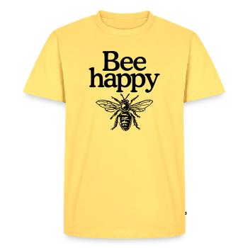 Bee happy - T-shirt Premium bio Homme - jaune pastel - Devant - AI Model Male 185 dark (185cm)