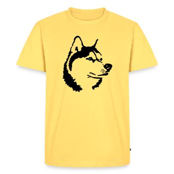 husky - T-shirt Premium bio Homme - jaune pastel - Devant - AI Model Male 185 dark (185cm)