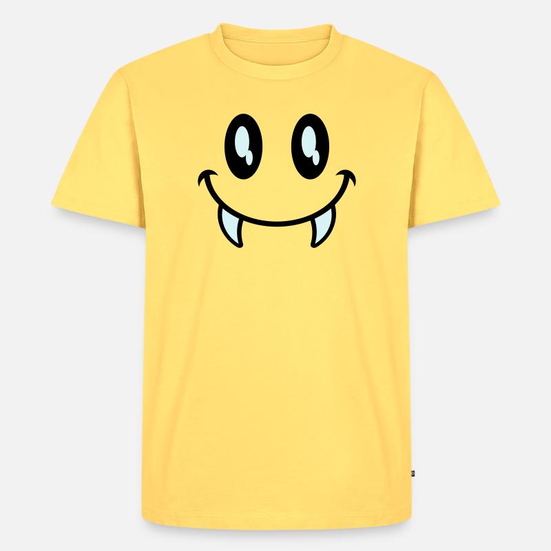 kleines monster smiley - Männer Premium Bio T-Shirt - Pastellgelb