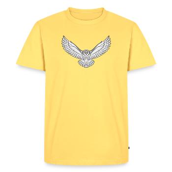 Tribal Snowy Owl - Men's Premium Organic T-Shirt - sky yellow - Front - AI Model Male 185 dark (185cm)