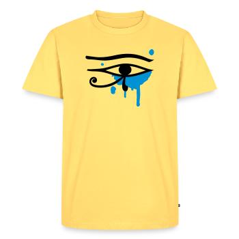 The Eye of Horus - Men's Premium Organic T-Shirt - sky yellow - Front - AI Model Male 185 dark (185cm)