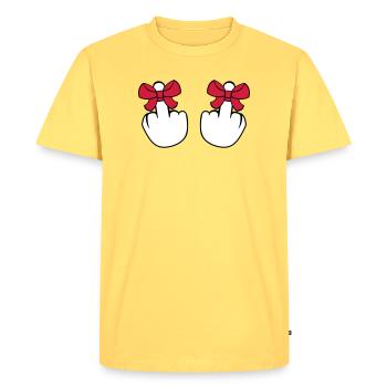 2 mains branleur branlant montrer insultant fi - T-shirt Premium bio Homme - jaune pastel - Devant - AI Model Male 185 dark (185cm)
