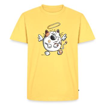 Ange gardien chat - T-shirt Premium bio Homme - jaune pastel - Devant - AI Model Male 185 dark (185cm)
