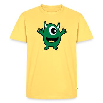 monstre vert - T-shirt Premium bio Homme - jaune pastel - Devant - AI Model Male 185 dark (185cm)