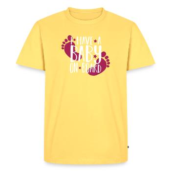 Bébé à bord - T-shirt Premium bio Homme - jaune pastel - Devant - AI Model Male 185 dark (185cm)