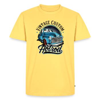 Blue Hotrod Vintage Car Graphic - Men's Premium Organic T-Shirt - sky yellow - Front - AI Model Male 185 dark (185cm)