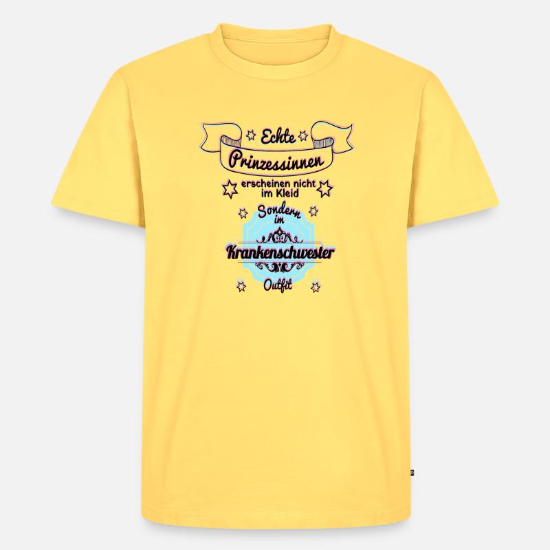 Krankenschwester - Echte Prinzessinnen - Männer Premium Bio T-Shirt - Pastellgelb