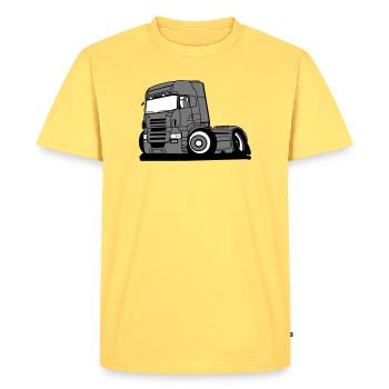 Chauffeur professionnel de véhicule poids lourd - T-shirt Premium bio Homme - jaune pastel - Devant - AI Model Male 185 dark (185cm)
