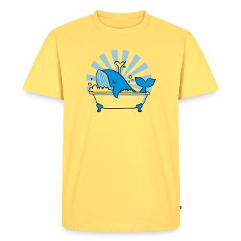 Whale in the Bathtub – Funny Ocean Design - Men's Premium Organic T-Shirt - sky yellow - Front - AI Model Male 185 dark (185cm)