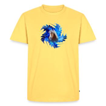 Haflinger Ibiza - T-shirt Premium bio Homme - jaune pastel - Devant - AI Model Male 185 dark (185cm)