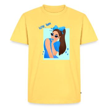Reine des paillettes - T-shirt Premium bio Homme - jaune pastel - Devant - AI Model Male 185 dark (185cm)