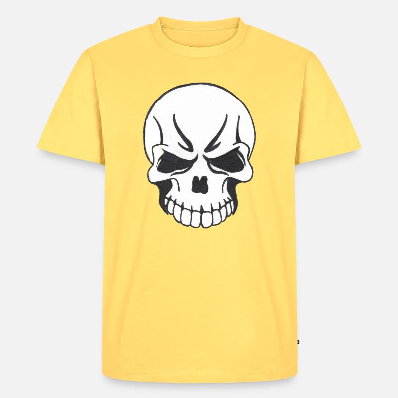 SKULL COMIC STYLE - Männer Premium Bio T-Shirt - Pastellgelb