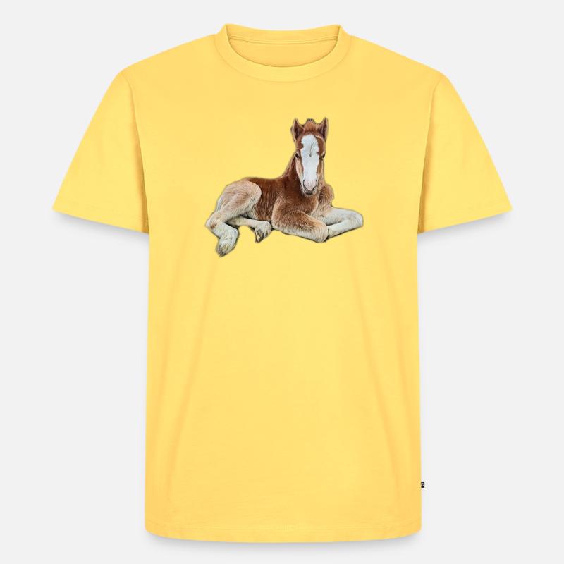Fohlen - Männer Premium Bio T-Shirt - Pastellgelb