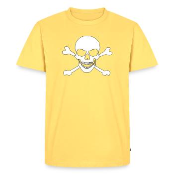 Skull and crossed bones - Men's Premium Organic T-Shirt - sky yellow - Front - AI Model Male 185 dark (185cm)