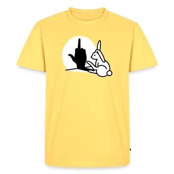 Lapins Ombre Main FUCK OFF Majeur lapin - T-shirt Premium bio Homme - jaune pastel - Devant - AI Model Male 185 dark (185cm)