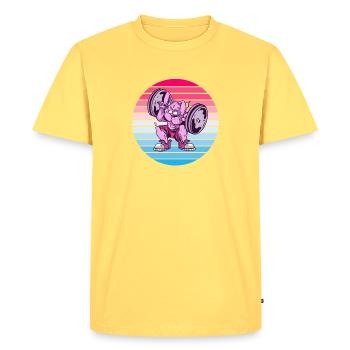 Conception de bodybuilder de lapin - T-shirt Premium bio Homme - jaune pastel - Devant - AI Model Male 185 dark (185cm)