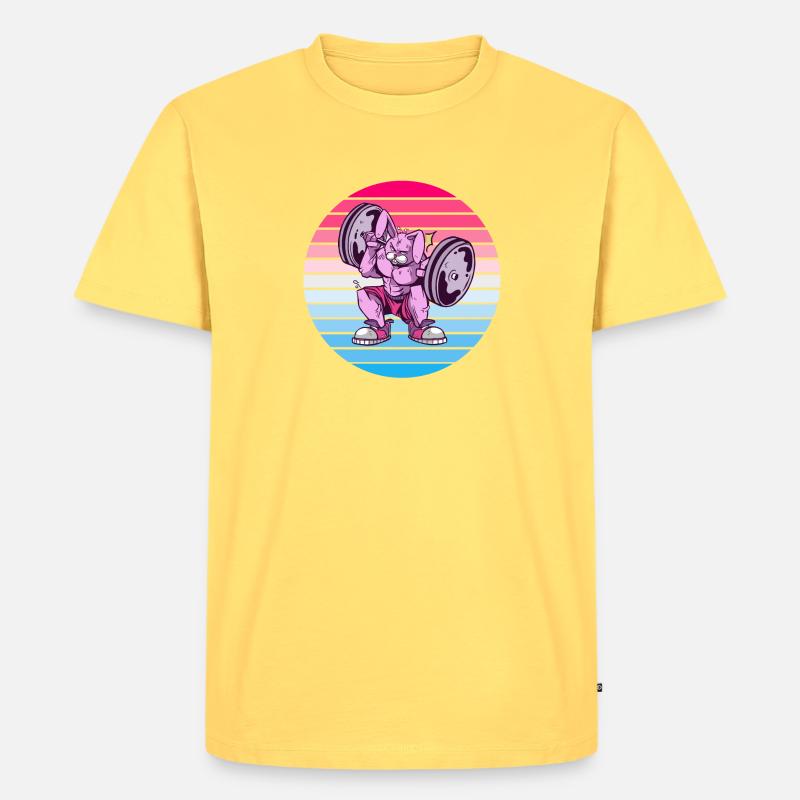 Rabbit Bodybuilder Design - Men's Premium Organic T-Shirt - sky yellow