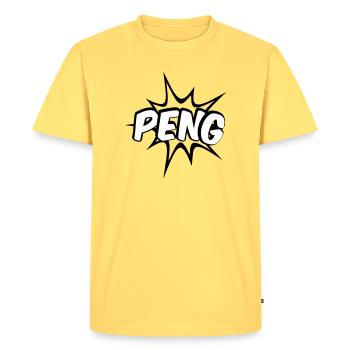 Peng Comic Design - T-shirt Premium bio Homme - jaune pastel - Devant - AI Model Male 185 dark (185cm)