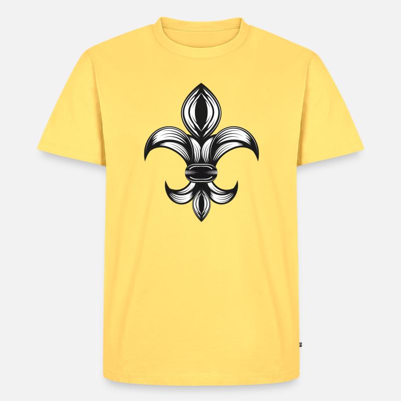 stylized iris - Fleur-de-Lys - Men's Premium Organic T-Shirt - sky yellow