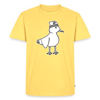 Seagull Anarchy – Vilain Maritime Hipster Art côtier - T-shirt Premium bio Homme - jaune pastel - Devant - AI Model Male 185 dark (185cm)