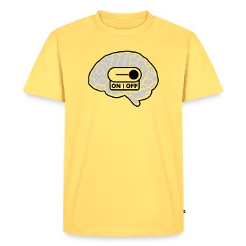 Éteignez l’interrupteur du cerveau - T-shirt Premium bio Homme - jaune pastel - Devant - AI Model Male 185 dark (185cm)
