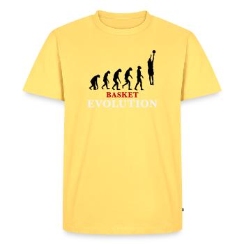 Basket Evolution Sports et humour 3c - T-shirt Premium bio Homme - jaune pastel - Devant - AI Model Male 185 dark (185cm)
