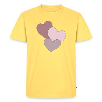 cœurs trois - T-shirt Premium bio Homme - jaune pastel - Devant - AI Model Male 185 dark (185cm)
