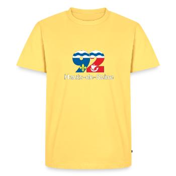 Hauts de seine - T-shirt Premium bio Homme - jaune pastel - Devant - AI Model Male 185 dark (185cm)