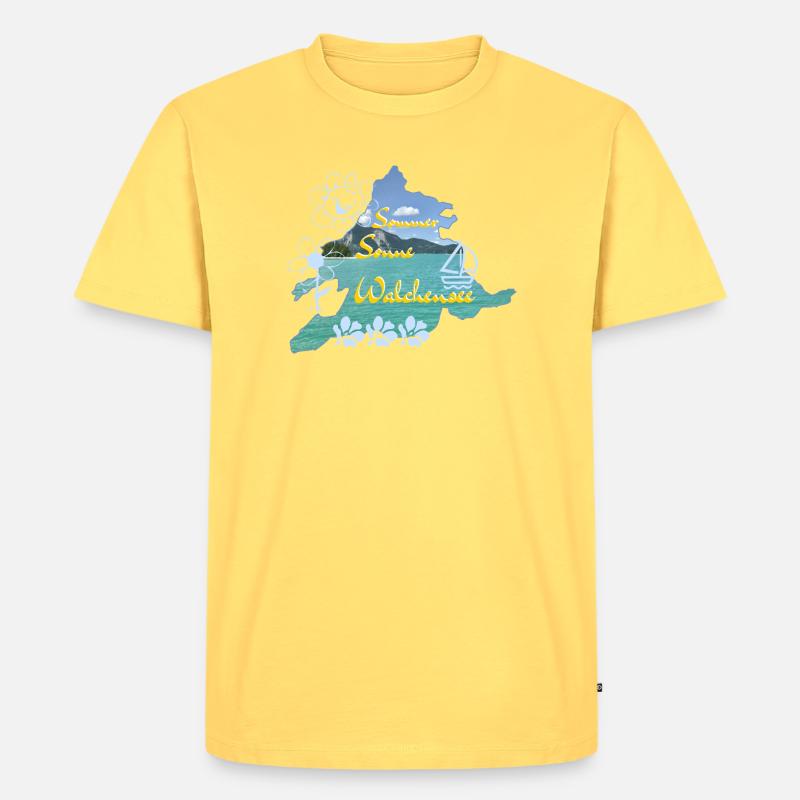 Sommer Sonne Walchensee - Männer Premium Bio T-Shirt - Pastellgelb