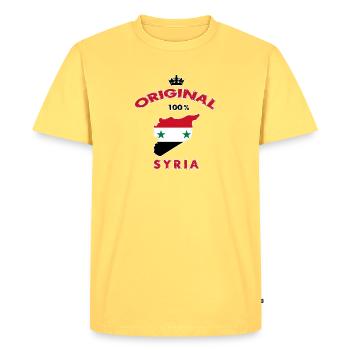 Syria original 100% flag design - Men's Premium Organic T-Shirt - sky yellow - Front - AI Model Male 185 dark (185cm)