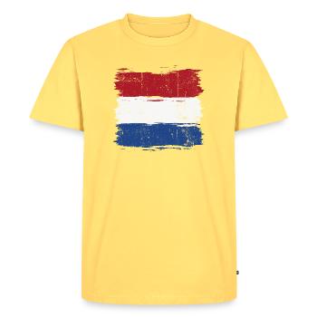 Coup de pinceau Drapeau néerlandais - T-shirt Premium bio Homme - jaune pastel - Devant - AI Model Male 185 dark (185cm)
