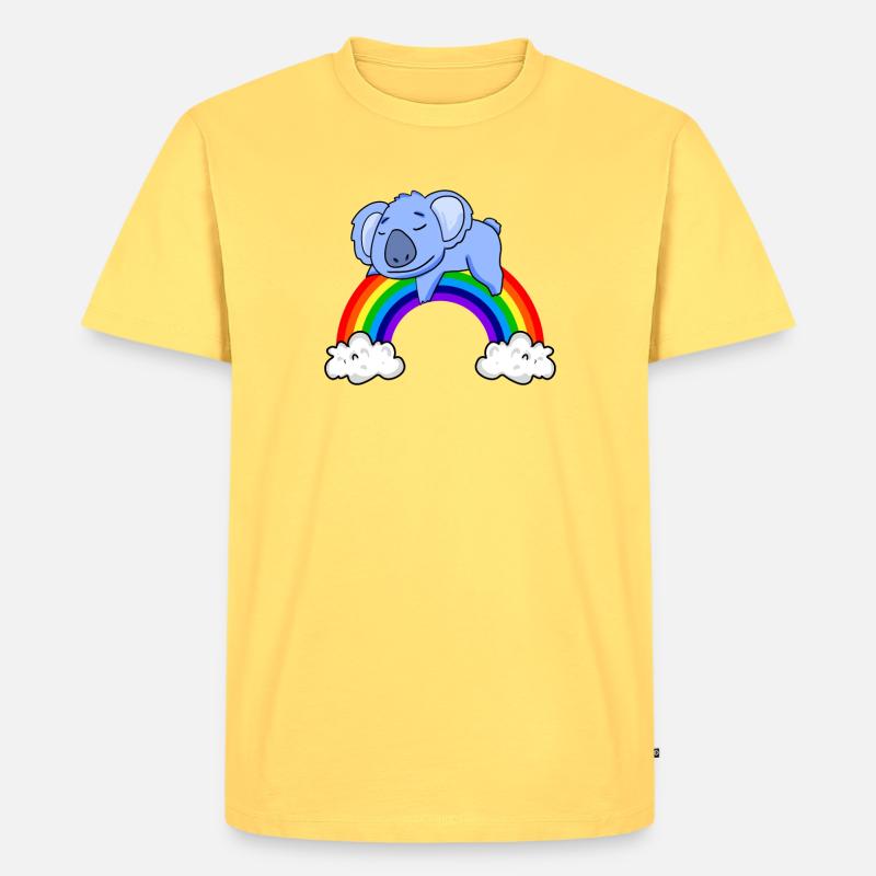 Regenbogen Koala - Männer Premium Bio T-Shirt - Pastellgelb