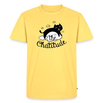 Chatitude, drôle de chat ! humour chat paresseux - T-shirt Premium bio Homme - jaune pastel - Devant - AI Model Male 185 dark (185cm)