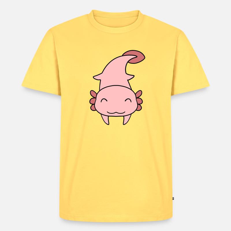 Süßes Axolotl - Männer Premium Bio T-Shirt - Pastellgelb