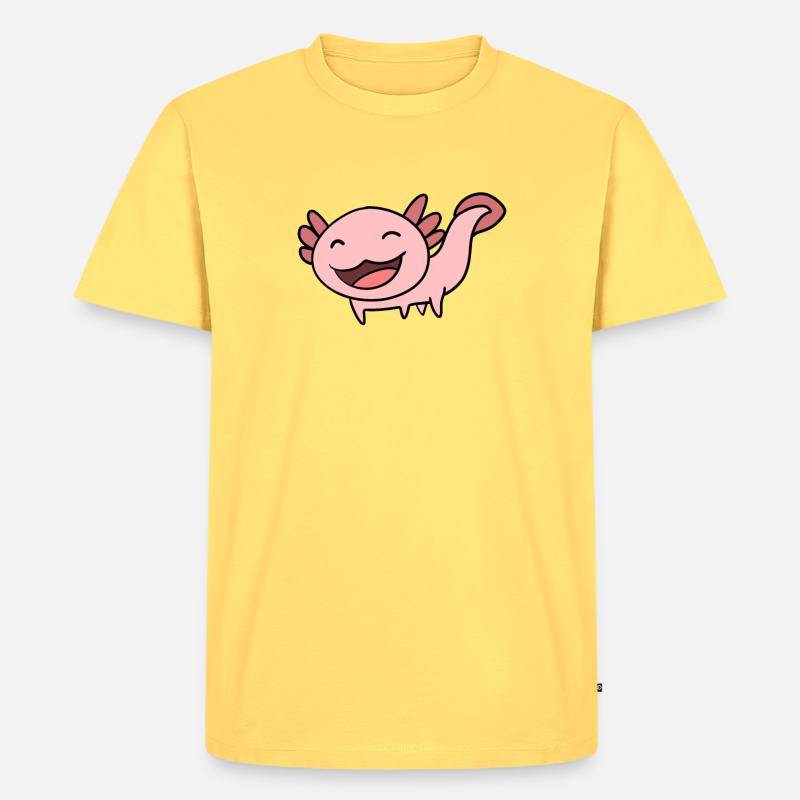 Süßes Axolotl Rosa - Männer Premium Bio T-Shirt - Pastellgelb